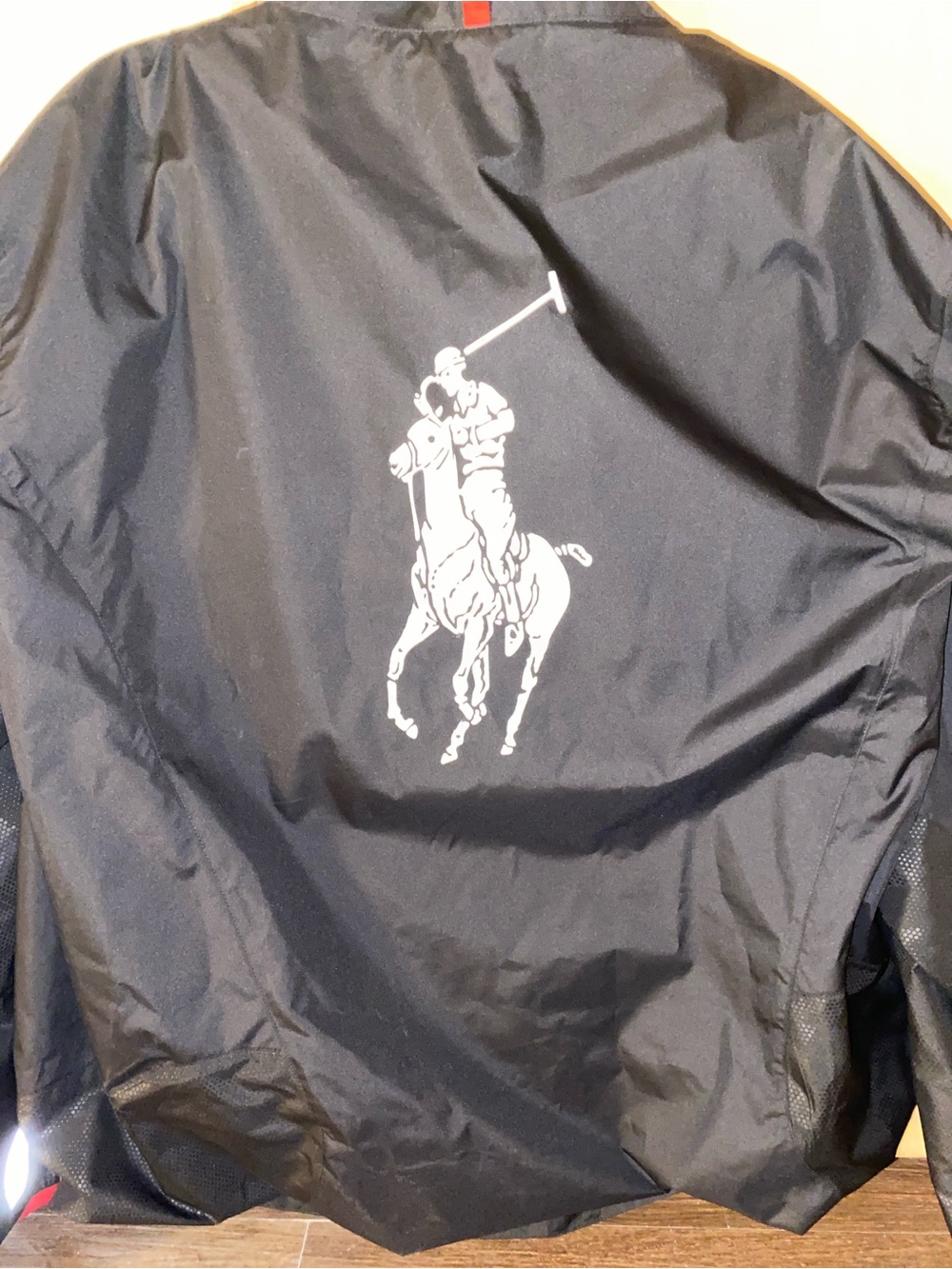 Polo by Ralph Lauren Black Windbreaker with White Polo Player Graphic